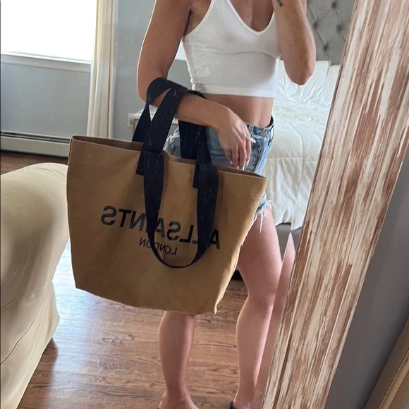 All Saints Tan and Black Tote Bag - Picture 6 of 9